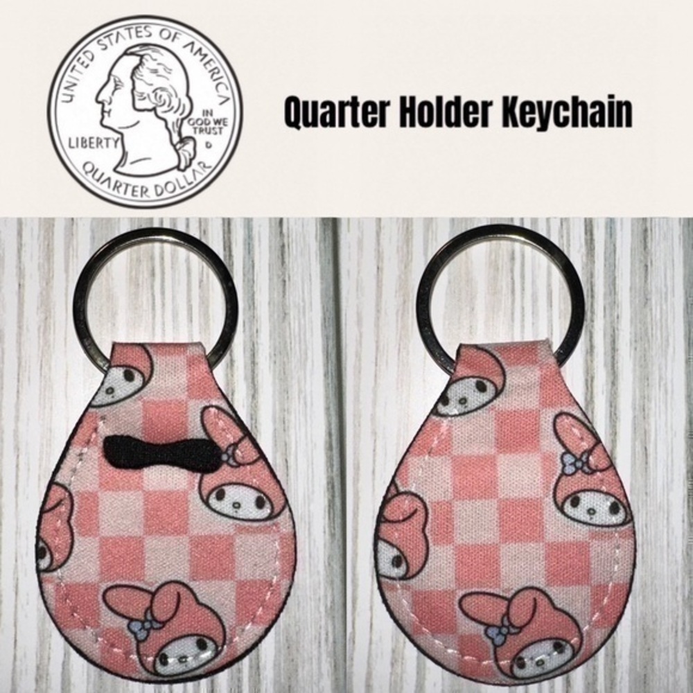 My melody pink check quarter holder keychain Aldi new